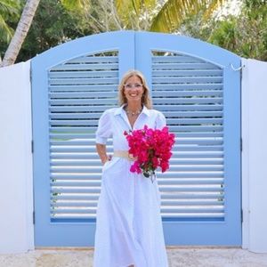 Julia Amory JA Summer Short Sleeve Shirt Dress in “Blue Spot” NEW WITH TAGS